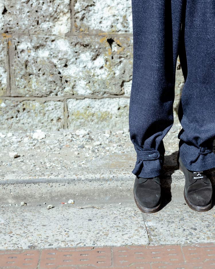 TWO TUCK WOOL TWEED SLACKS