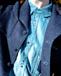 CORDUROY CUTTING WESTERN SHIRT (TURQUOISE BLUE)