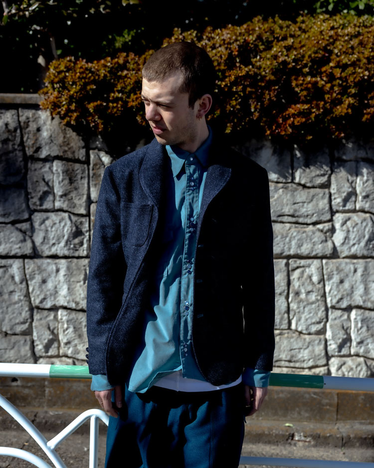 CORDUROY CUTTING WESTERN SHIRT (TURQUOISE BLUE)