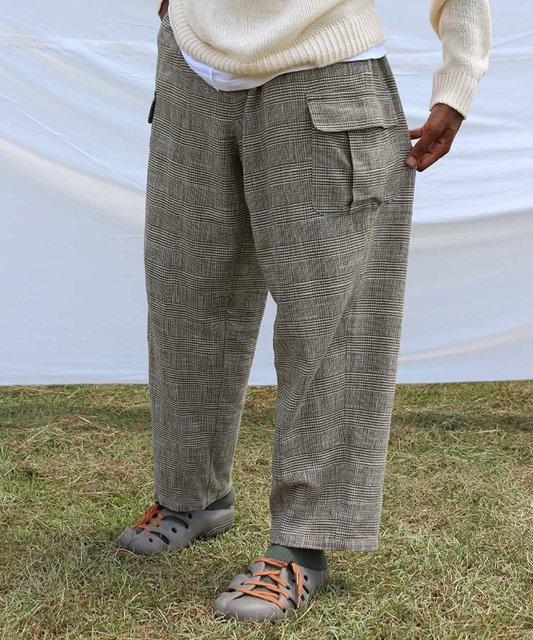 CHECK BALLOON CARGO PANTS (GREEN)