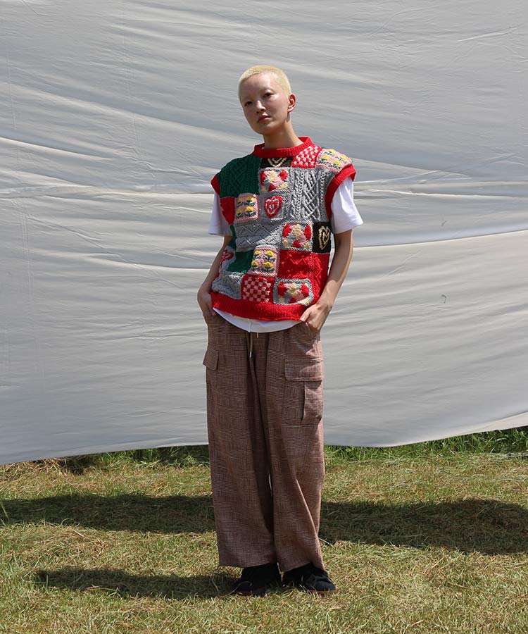 CHECK BALLOON CARGO PANTS (RED)