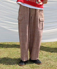 CHECK BALLOON CARGO PANTS (RED)