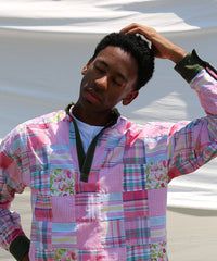 CHECK PATCHWORK PULLOVER SHIRT
