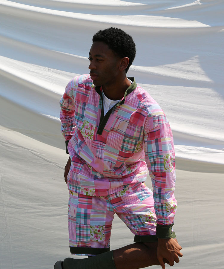 CHECK PATCHWORK PULLOVER SHIRT