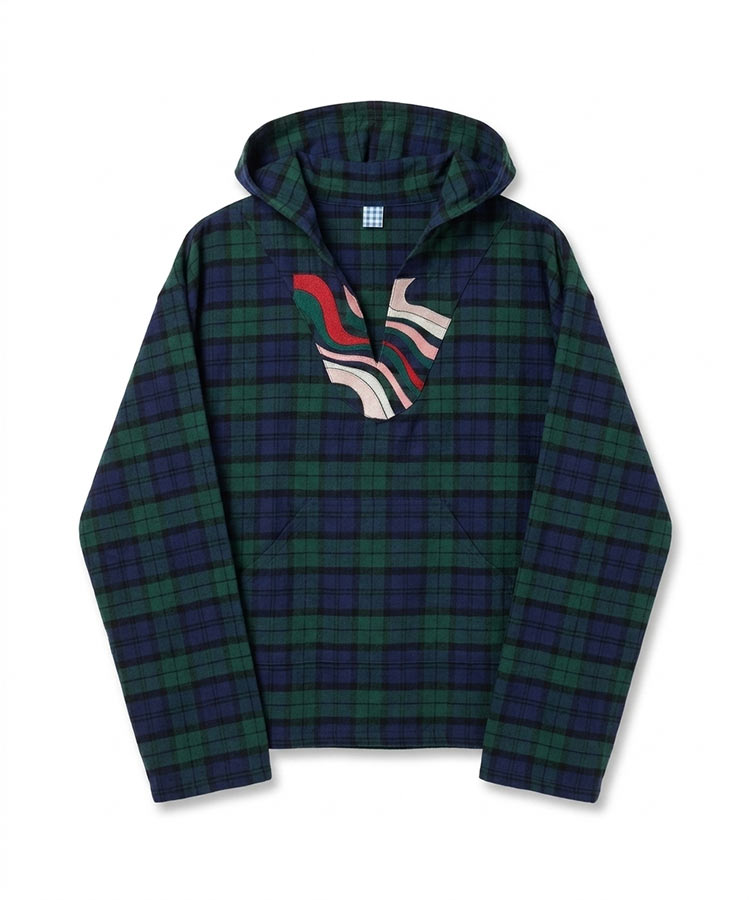 COTTON CHECK HOODIE