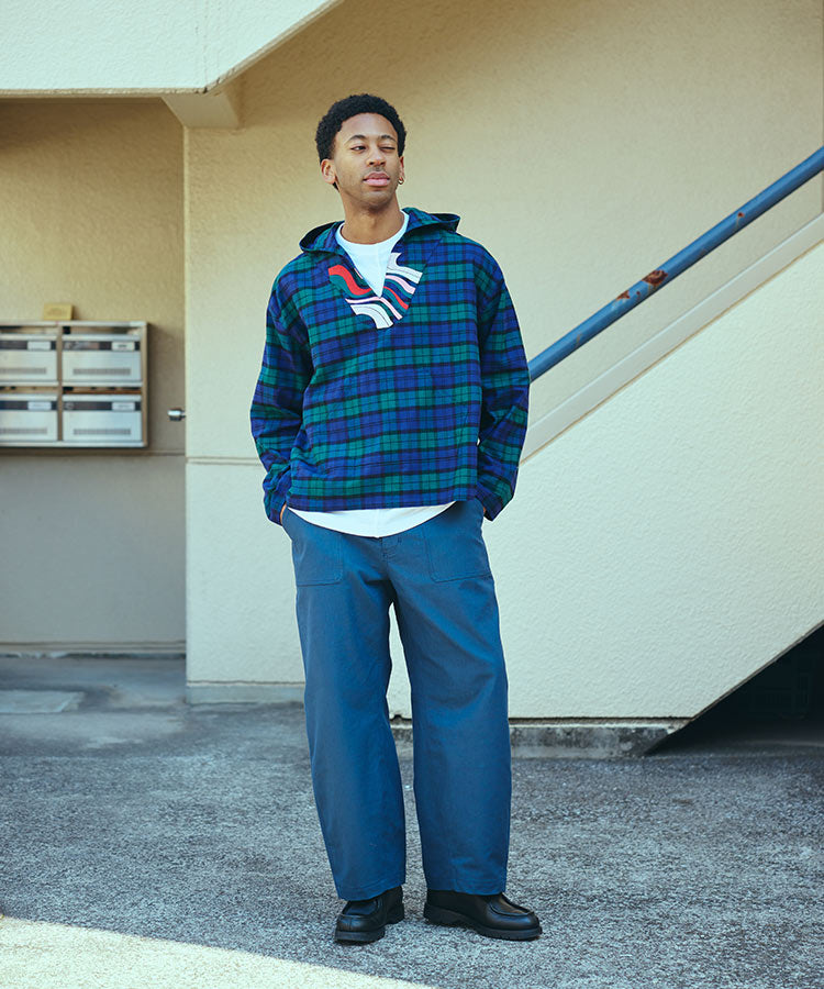 COTTON CHECK HOODIE