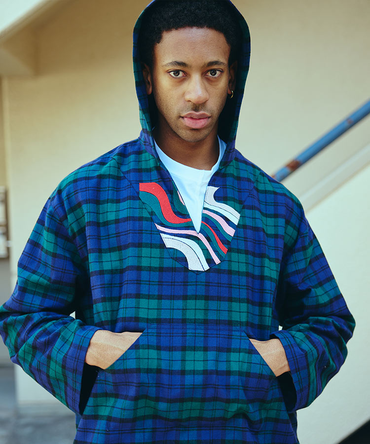 COTTON CHECK HOODIE