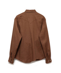 COTTON LINEN CUTTING WESTERN SHIRT (BROWN)