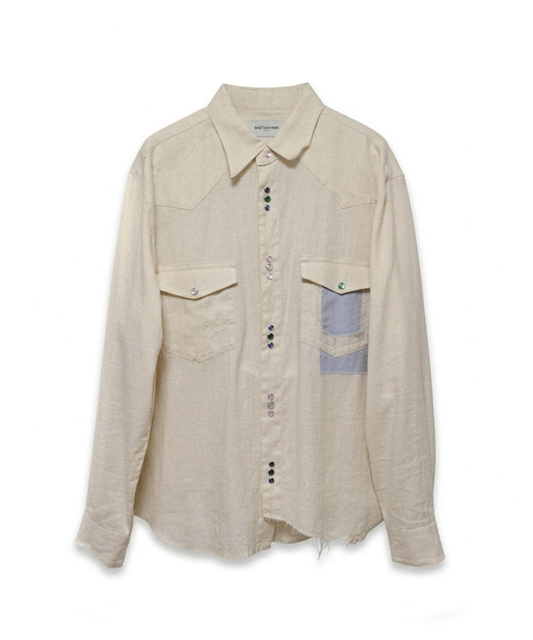 COTTON LINEN CUTTING WESTERN SHIRT (KINARI)