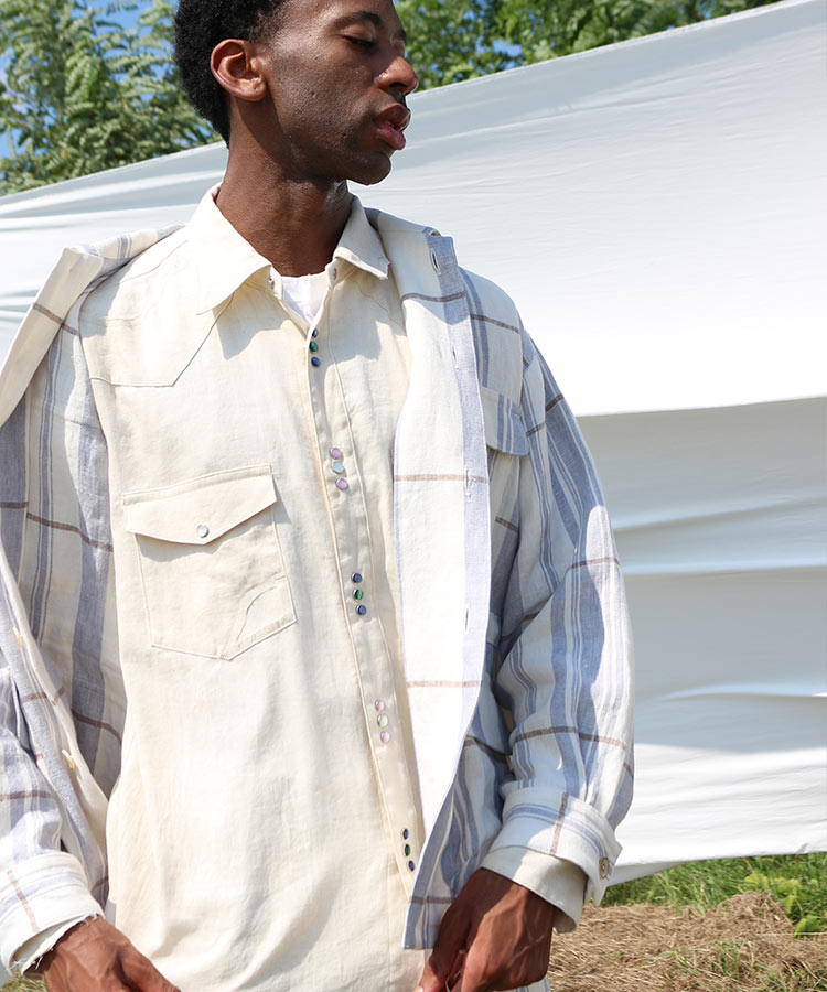 COTTON LINEN CUTTING WESTERN SHIRT (KINARI)