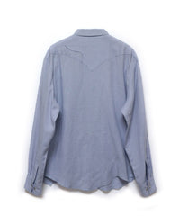 COTTON LINEN CUTTING WESTERN SHIRT (LIGHT BLUE)