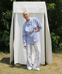 COTTON LINEN CUTTING WESTERN SHIRT (LIGHT BLUE)