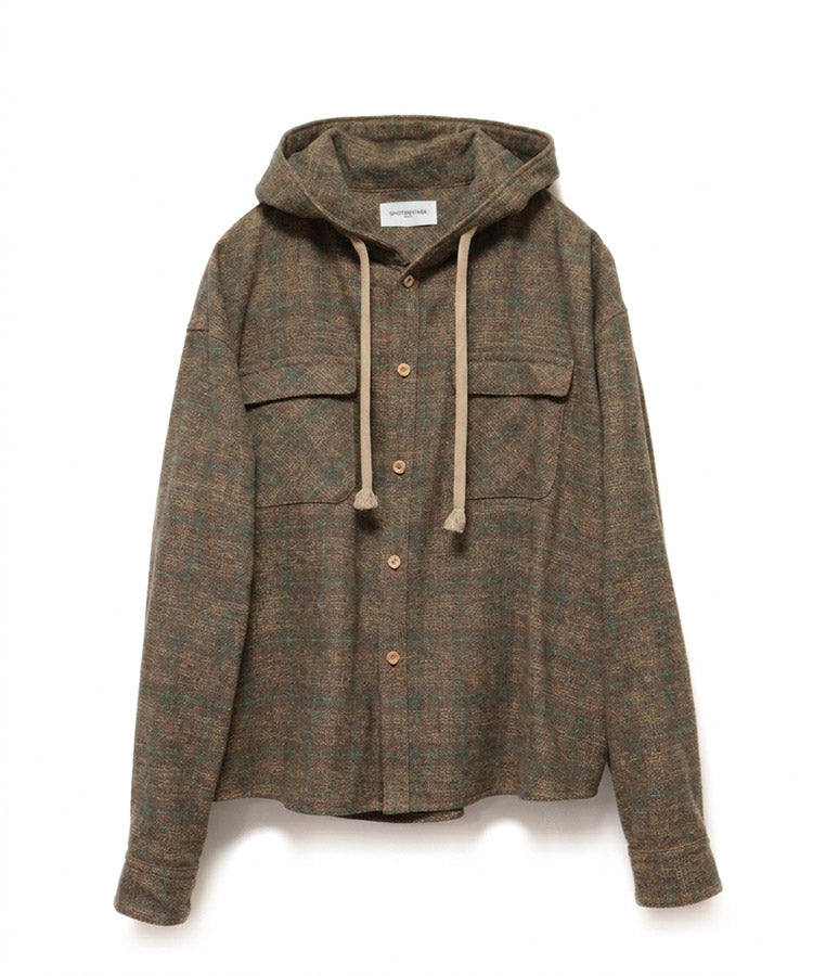 HOODED CHECK SHIRT (ORANGE)