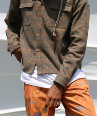 HOODED CHECK SHIRT (ORANGE)