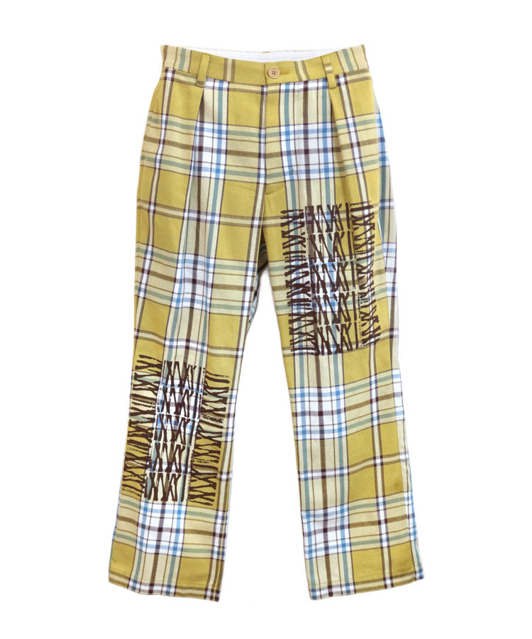 CHECK ONE TUCK SLACKS (YELLOW)