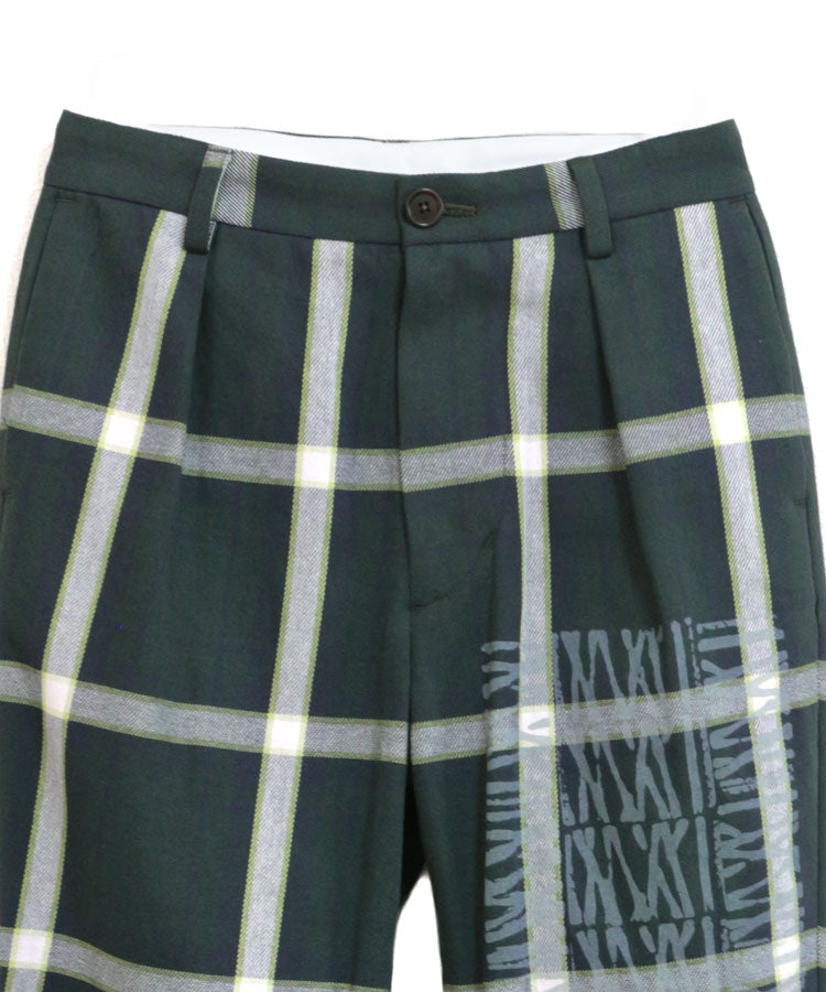 CHECK ONE TUCK SLACKS (GREEN)