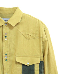 COTTON LINEN CUTTING WESTERN SHIRT (YELLOW)