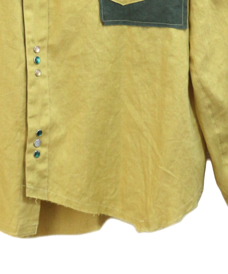 COTTON LINEN CUTTING WESTERN SHIRT (YELLOW)