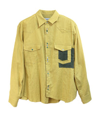 COTTON LINEN CUTTING WESTERN SHIRT (YELLOW)