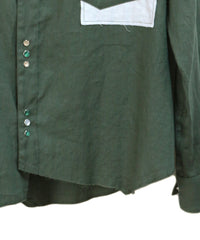 COTTON LINEN CUTTING WESTERN SHIRT (GREEN)