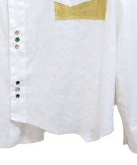 COTTON LINEN CUTTING WESTERN SHIRT (WHITE)