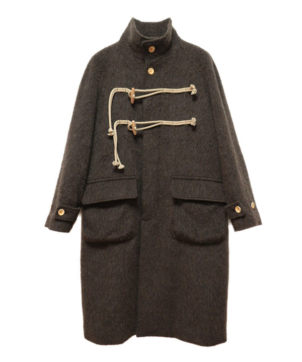 STAND COLLAR LOOSE WOOL COAT (BROWN)