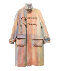 STAND COLLAR LOOSE WOOL COAT (RAINBOW)