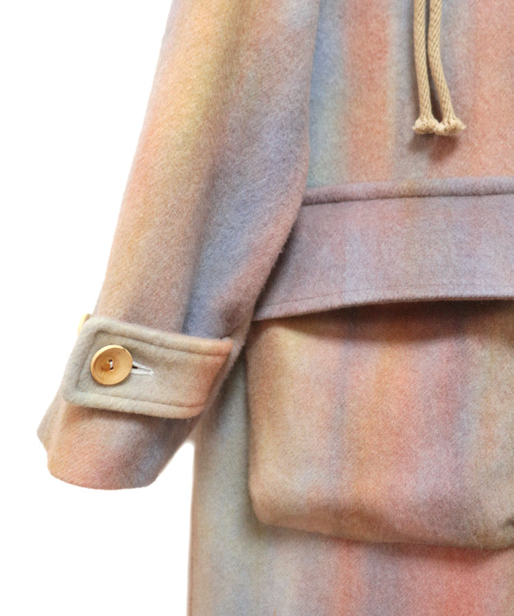 STAND COLLAR LOOSE WOOL COAT (RAINBOW)