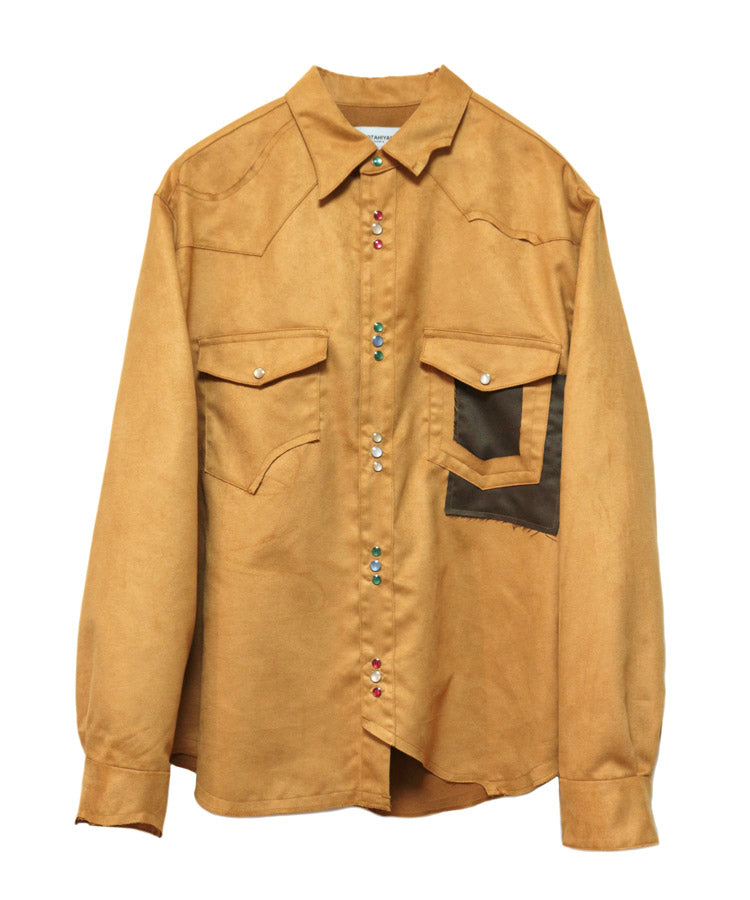 FAKE SUEDE CUTTING WESTERN SHIRT (CAMEL)