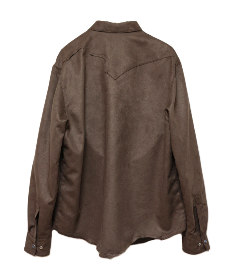 FAKE SUEDE CUTTING WESTERN SHIRT (BROWN)