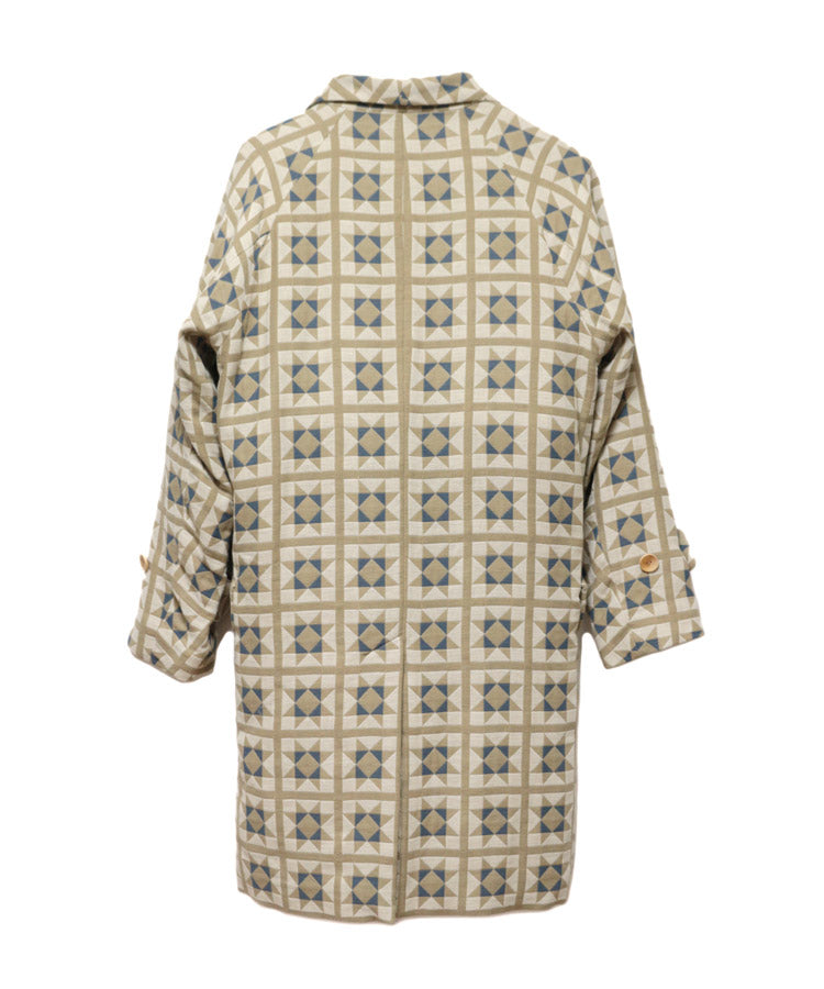 TRIBAL PATTERN JACQUARD COTTON COAT (BEIGE)