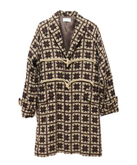 TRIBAL PATTERN JACQUARD COTTON COAT (BROWN)