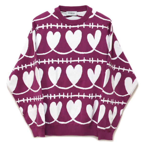 HEART COTTON KINT SWETER (PURPLE & WHITE)(ニット/SHKT25102