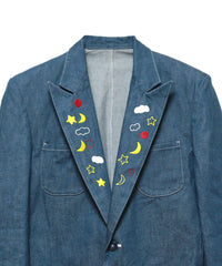 EMBROIDERY DENIM TAILORED JACKET (LAKE BLUE)