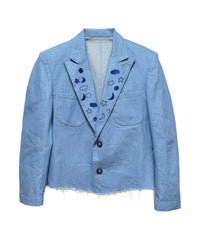 EMBROIDERY DENIM TAILORED JACKET (LIGHT BLUE)