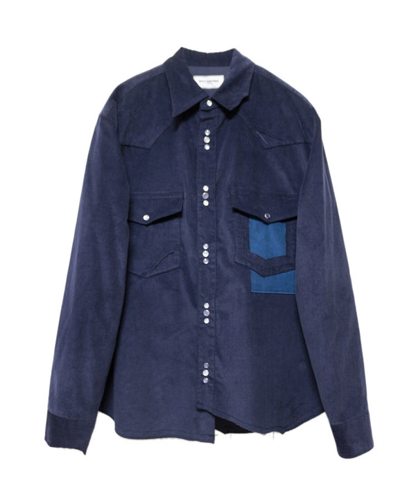 CORDUROY CUTTING WESTERN SHIRT (NAVY)