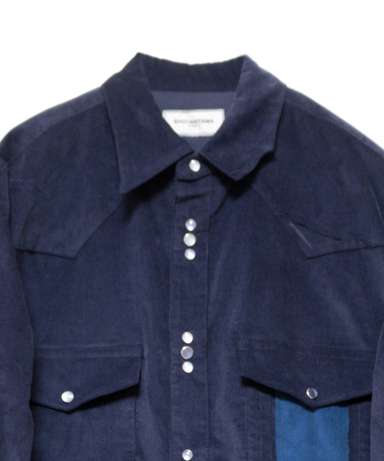 CORDUROY CUTTING WESTERN SHIRT (NAVY)