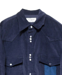 CORDUROY CUTTING WESTERN SHIRT (NAVY)