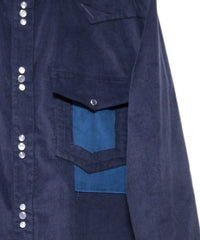 CORDUROY CUTTING WESTERN SHIRT (NAVY)