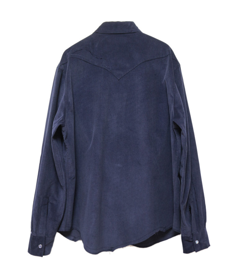 CORDUROY CUTTING WESTERN SHIRT (NAVY)