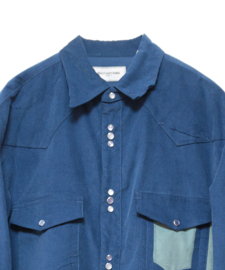 CORDUROY CUTTING WESTERN SHIRT (DEEP BLUE)