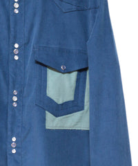 CORDUROY CUTTING WESTERN SHIRT (DEEP BLUE)