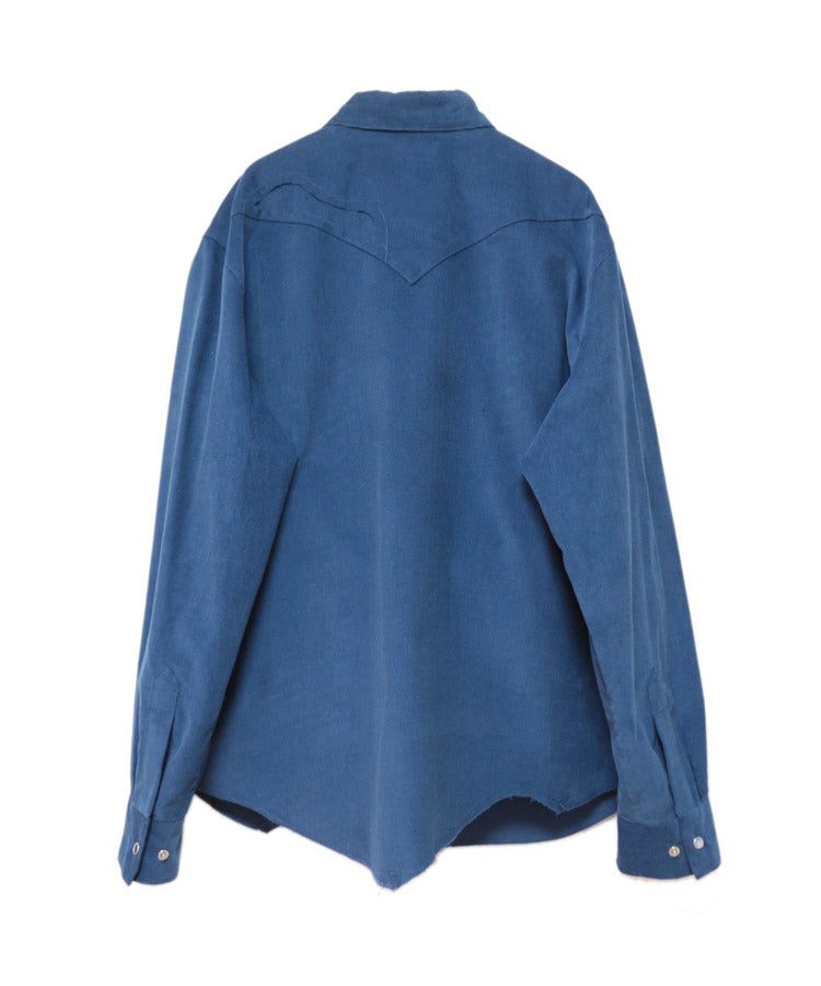 CORDUROY CUTTING WESTERN SHIRT (DEEP BLUE)