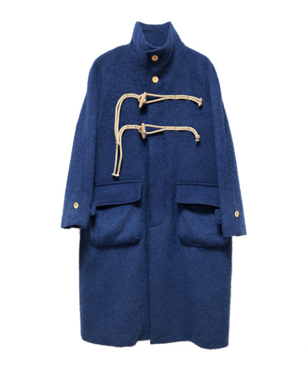 STAND COLLAR LOOSE WOOL COAT (DEEP BLUE)
