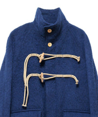 STAND COLLAR LOOSE WOOL COAT (DEEP BLUE)