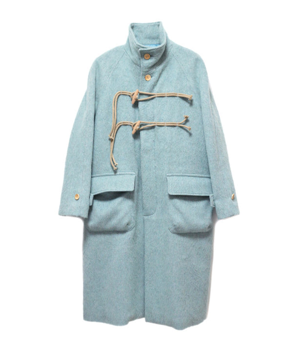 STAND COLLAR LOOSE WOOL COAT (TURQUOISE BLUE)