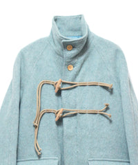 STAND COLLAR LOOSE WOOL COAT (TURQUOISE BLUE)