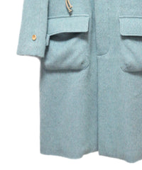 STAND COLLAR LOOSE WOOL COAT (TURQUOISE BLUE)