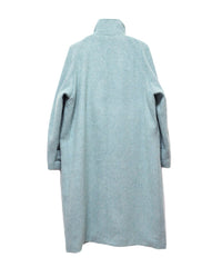 STAND COLLAR LOOSE WOOL COAT (TURQUOISE BLUE)