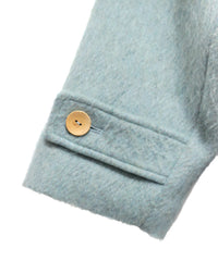 STAND COLLAR LOOSE WOOL COAT (TURQUOISE BLUE)